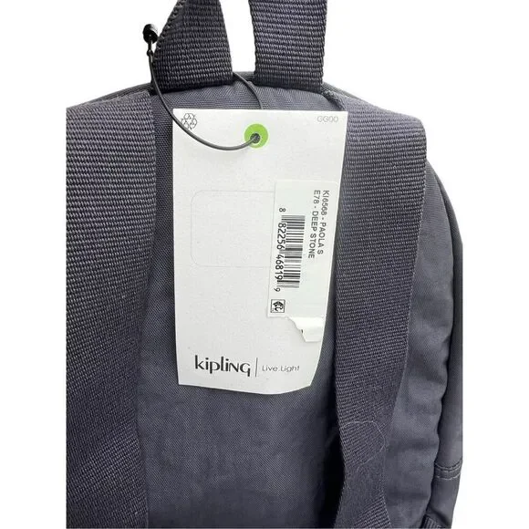 Kipling Paola deep stone gray small backpack travel school career - Picture 4 of 7